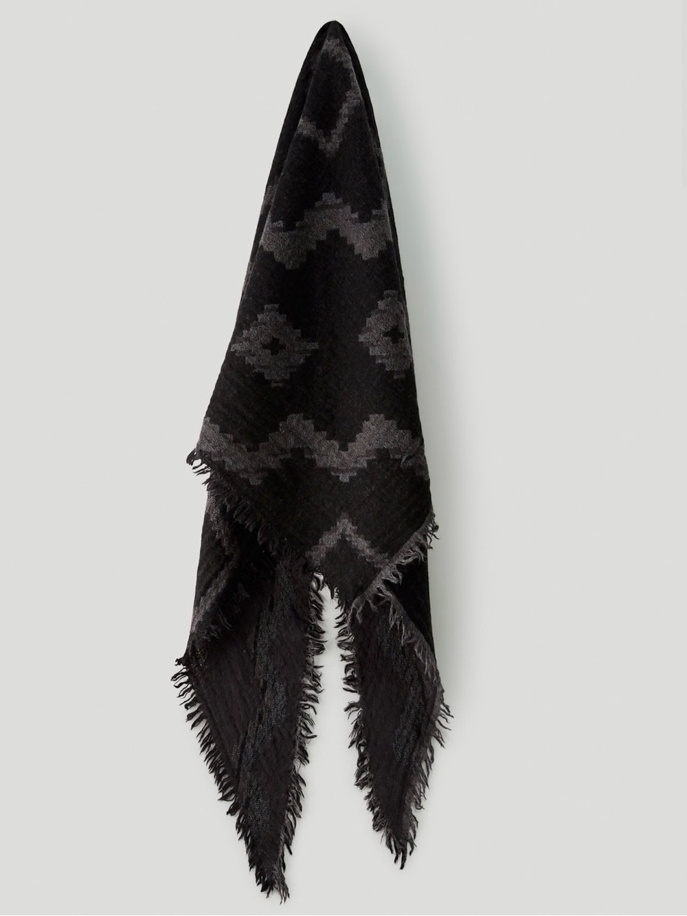 Wilfred Black & Charcoal Geometric Fringe Scarf